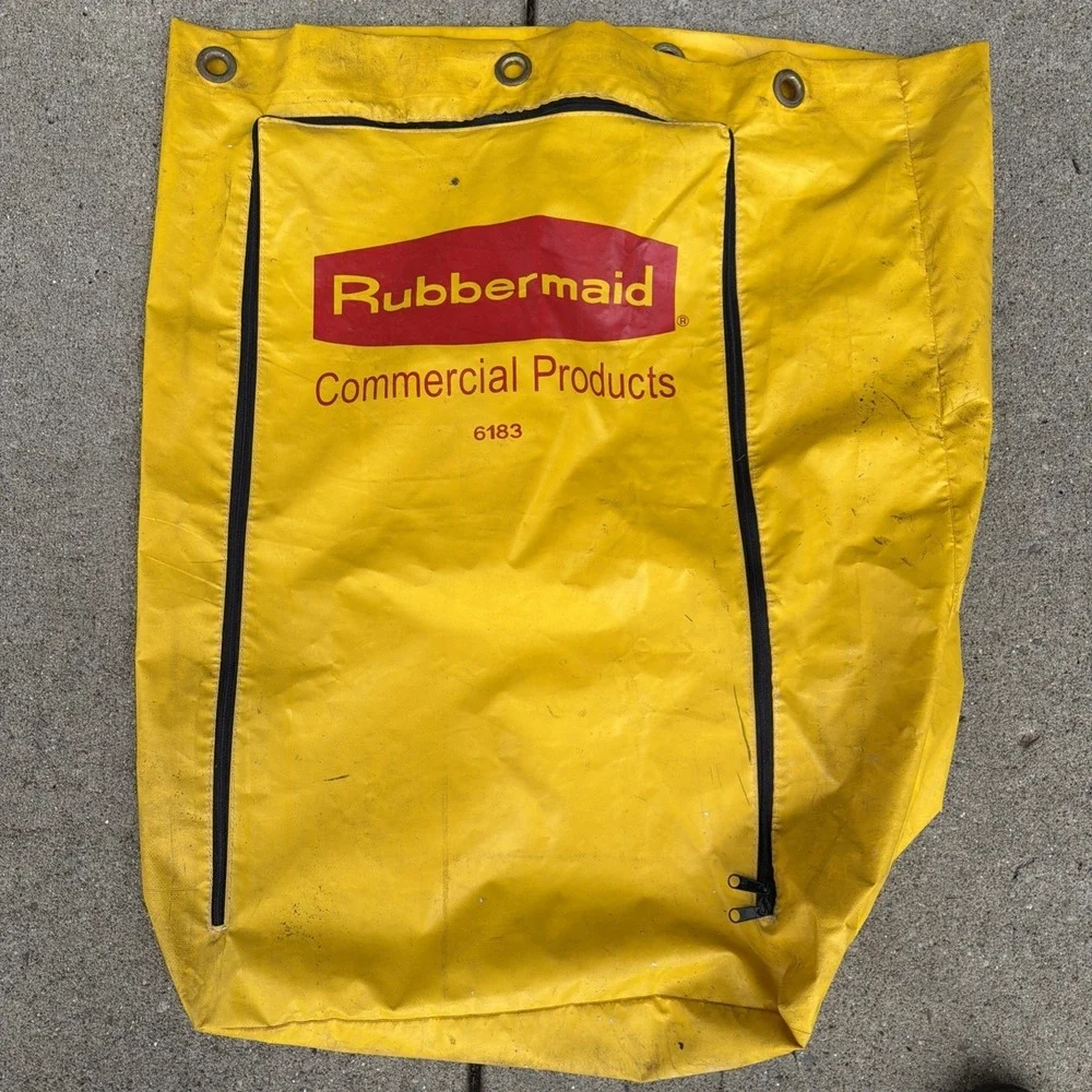 (4) Rubbermaid Commercial 6183 Zippered Yellow Vinyl Cleaning Cart Bag